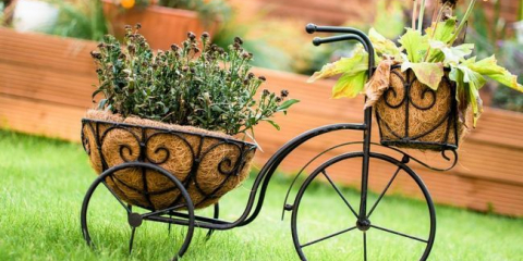 Květinový záhon z kola v zemi - jak si sami vytvořit kompozici